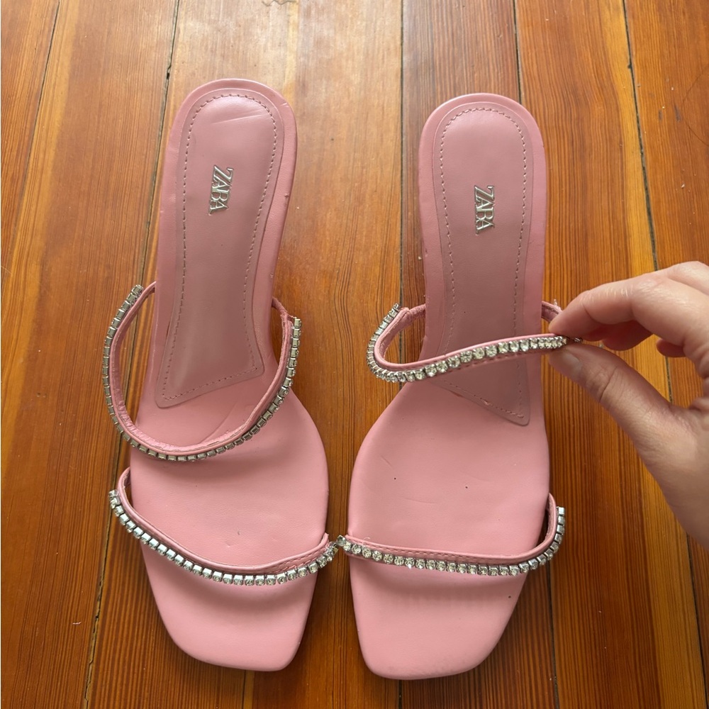 Zara Pink Sandals with Rhinestone Accents